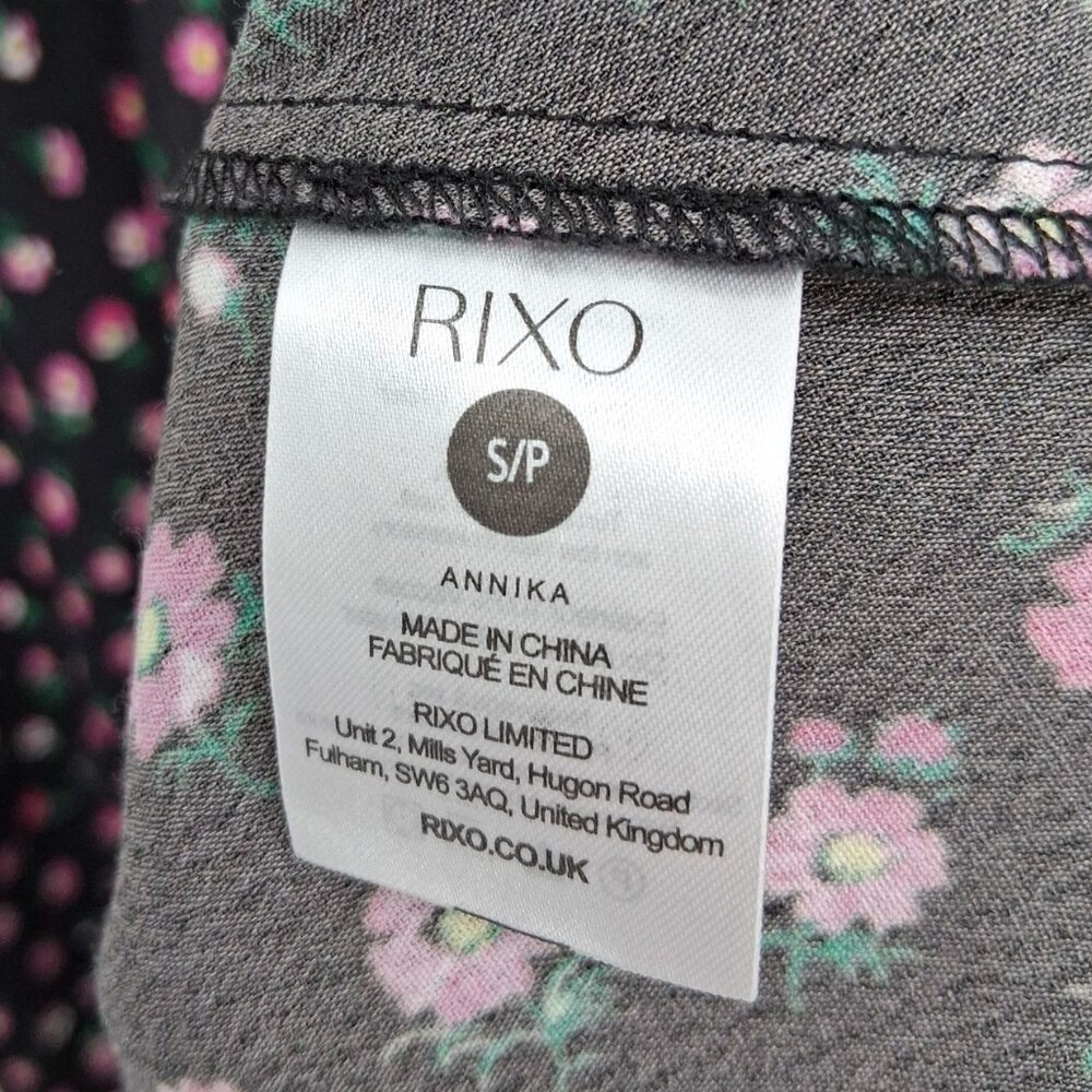 RIXO Annika Black Floral Maxi Dress With Tie Neck Size Small Mixed Print - Picture 11 of 15